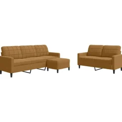vidaXL sofasæt 3 dele med hynder velour brun