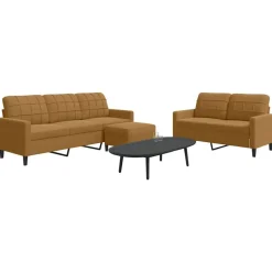 vidaXL sofasæt 3 dele med hynder velour brun
