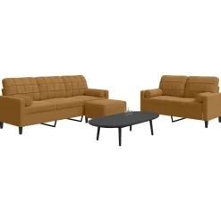 vidaXL sofasæt 3 dele med hynder og bolsterpuder velour brun