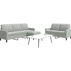 vidaXL sofasæt 3 dele med hynder velour lysegrå