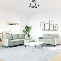 vidaXL sofasæt 3 dele med hynder velour lysegrå