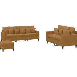 vidaXL sofasæt 3 dele med hynder velour brun