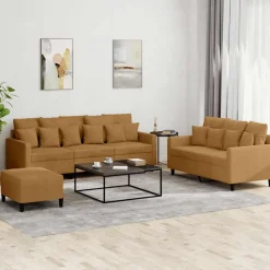 vidaXL sofasæt 3 dele med hynder velour brun