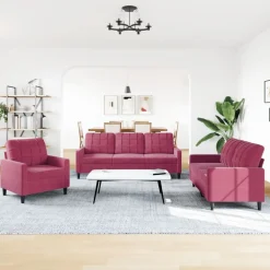 vidaXL sofasæt 2 dele med hynder velour vinrød