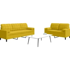 vidaXL sofasæt 2 dele med hynder og bolsterpuder velour gul