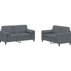 vidaXL sofasæt 2 dele med puder velour mørkegrå
