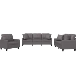 vidaXL sofasæt 3 dele med puder kunstlæder grå
