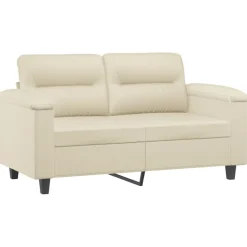 vidaXL sofasæt 3 dele med puder kunstlæder cremefarvet