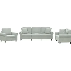 vidaXL sofasæt 3 dele med puder velour lysegrå