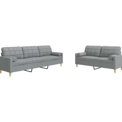 vidaXL sofasæt 2 dele med pyntepuder stof lysegrå