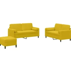 vidaXL sofasæt 3 dele med puder velour gul
