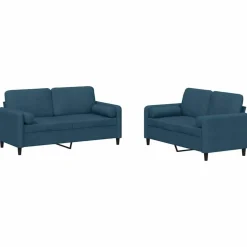 vidaXL sofasæt 2 dele med puder velour blå