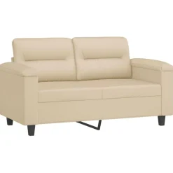 vidaXL sofasæt 2 dele med puder mikrofiberstof cremefarvet