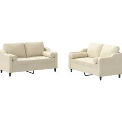 vidaXL sofasæt 2 dele med puder stof cremefarvet