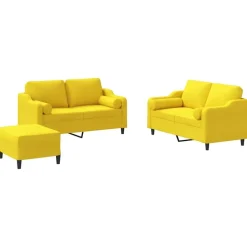 vidaXL sofasæt 3 dele med puder stof lysegul