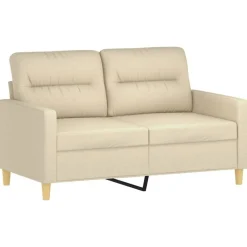 vidaXL sofasæt 3 dele med puder stof cremefarvet