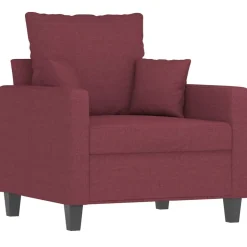 vidaXL sofasæt 4 dele med puder stof vinrød