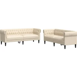 vidaXL sofasæt 2 dele stof cremefarvet