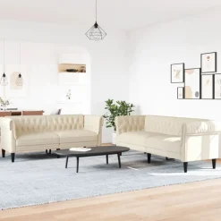 vidaXL sofasæt 2 dele stof cremefarvet