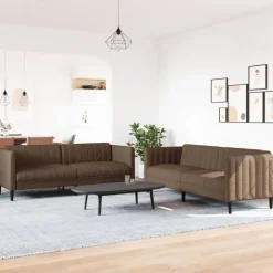 vidaXL sofasæt 2 dele stof brun