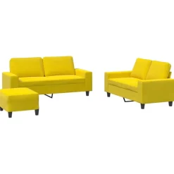 vidaXL sofasæt 3 dele stof lysegul