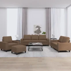 vidaXL sofasæt 4 dele stof brun