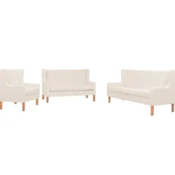 vidaXL sofasæt 3 dele stof cremehvid