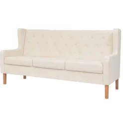 vidaXL sofasæt 3 dele stof cremehvid