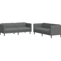 vidaXL sofasæt 2 dele stof mørkegrå