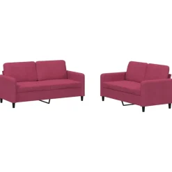 vidaXL sofasæt 2 dele velour vinrød
