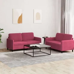 vidaXL sofasæt 2 dele velour vinrød