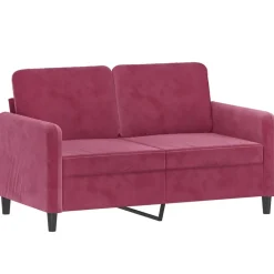 vidaXL sofasæt 2 dele velour vinrød