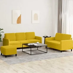 vidaXL sofasæt 3 dele velour gul