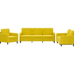 vidaXL sofasæt 3 dele velour gul