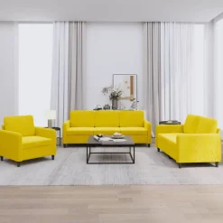 vidaXL sofasæt 3 dele velour gul