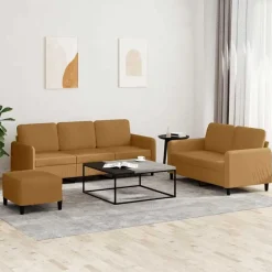 vidaXL sofasæt 3 dele velour brun