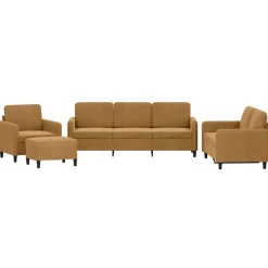 vidaXL sofasæt 4 dele velour brun
