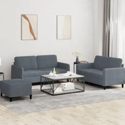 vidaXL sofasæt 3 dele velour mørkegrå