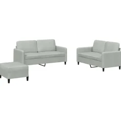 vidaXL sofasæt 3 dele velour lysegrå
