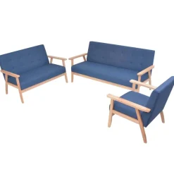 vidaXL sofasæt i 3 dele stof blå