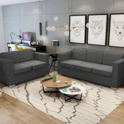 vidaXL sofasæt i to dele stof mørkegrå