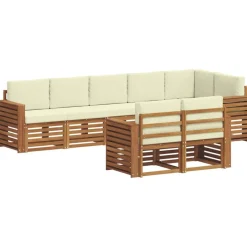 vidaXL Sofasæt med pude 8 pcs Naturlig og Fløde Massivt Akacietræ