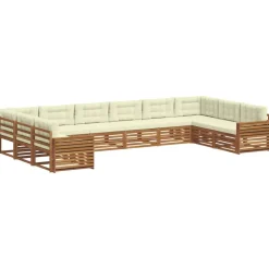 vidaXL Sofasæt med pude 8 pcs Naturlig og Fløde Massivt Akacietræ