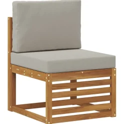 vidaXL Sofasæt med pude 6 pcs Naturlig og Lys Grå Massivt Akacietræ