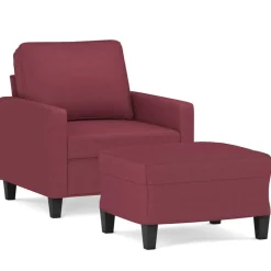 vidaXL sofastol med fodskammel 60 cm stof vinrød