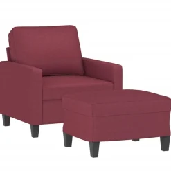 vidaXL sofastol med fodskammel 60 cm stof vinrød