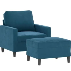 vidaXL sofastol med fodskammel 60 cm velour blå