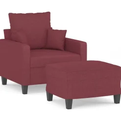 vidaXL sofastol med fodskammel 60 cm stof vinrød