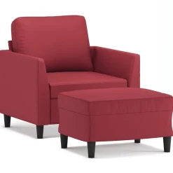 vidaXL sofastol med fodskammel 60 cm kunstlæder Vinrød