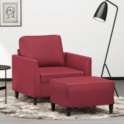 vidaXL sofastol med fodskammel 60 cm kunstlæder Vinrød